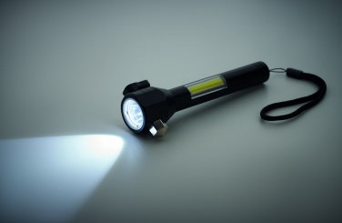 Logo trade promotional items picture of: 3-in-1 aluminum flashlight with an emergency hammer and seatbelt cutter, customizable with printing