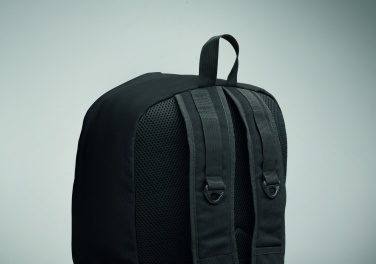 Logo trade promotional items image of: A 15-inch laptop backpack made of recycled pre-consumer cotton with customizable printing