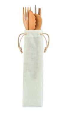 Logo trade promotional products image of: Bamboo cutlery with straw