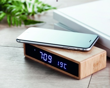 Logo trade promotional giveaway photo of: Wireless charger in bamboo 5W