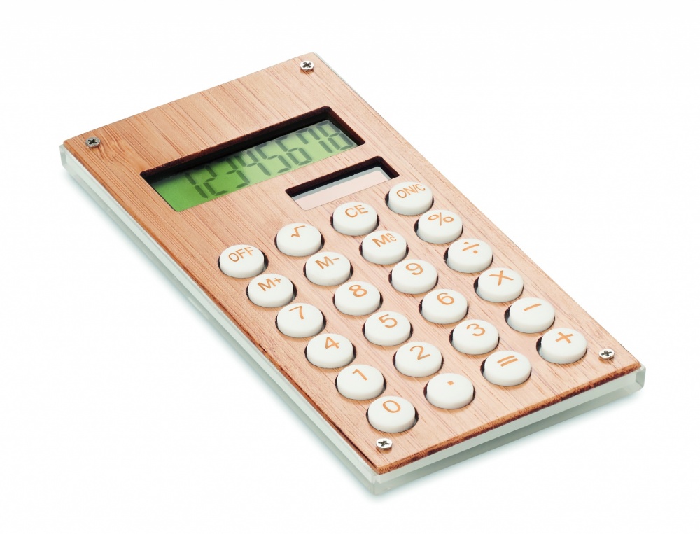 Logo trade promotional gifts image of: 8 digit bamboo calculator