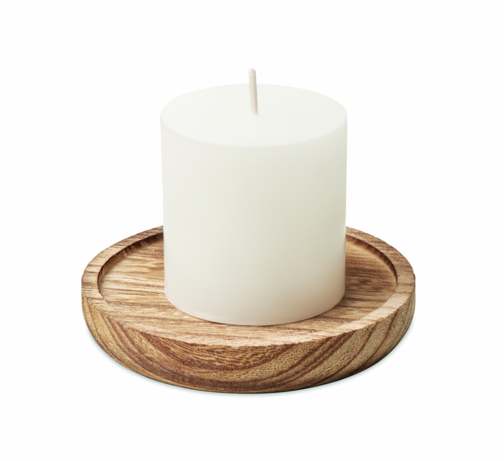 Logotrade promotional merchandise picture of: Candle on round wooden base