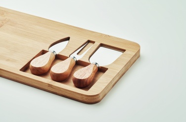 Logo trade promotional merchandise photo of: Bamboo Cheese board set Leipzig