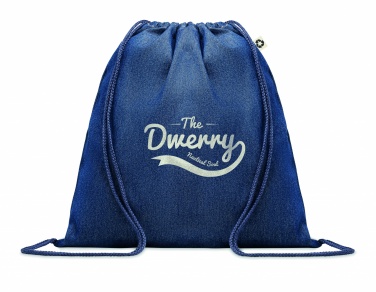 Logo trade promotional merchandise picture of: Recycled denim drawstring bag