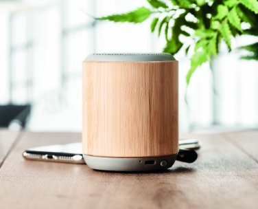 Logo trade promotional giveaways picture of: 5.3 wireless bamboo speaker