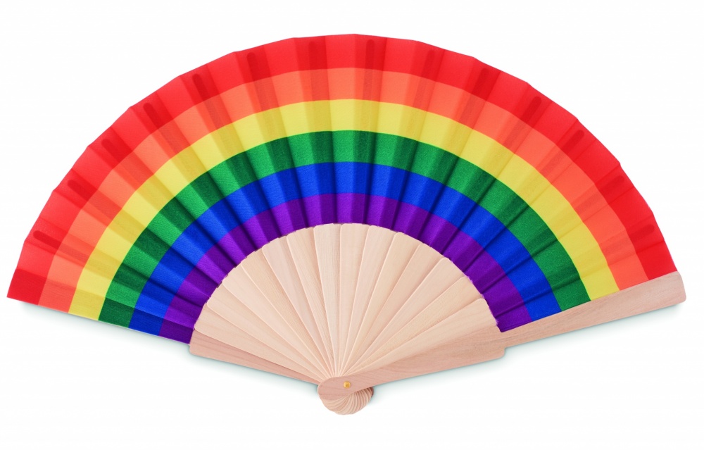 Logo trade corporate gift photo of: Rainbow wooden hand fan
