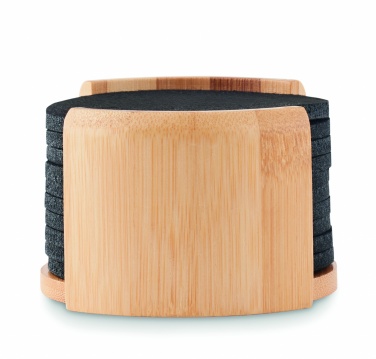 Logo trade promotional items picture of: RPET coasters in bamboo holder