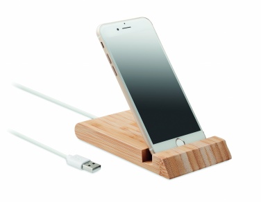 Logo trade business gifts image of: Bamboo wireless charger  10W ODOS