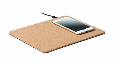 Logo trade promotional giveaways image of: Cork mouse mat charger 15W