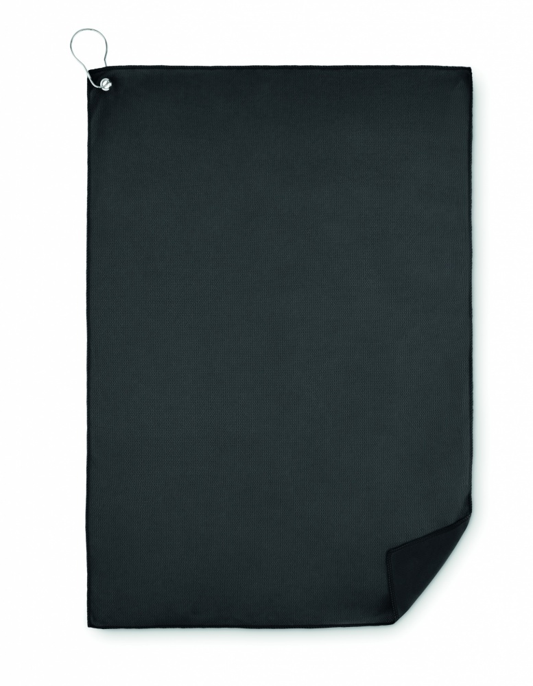Logo trade corporate gifts picture of: RPET golf towel with hook clip