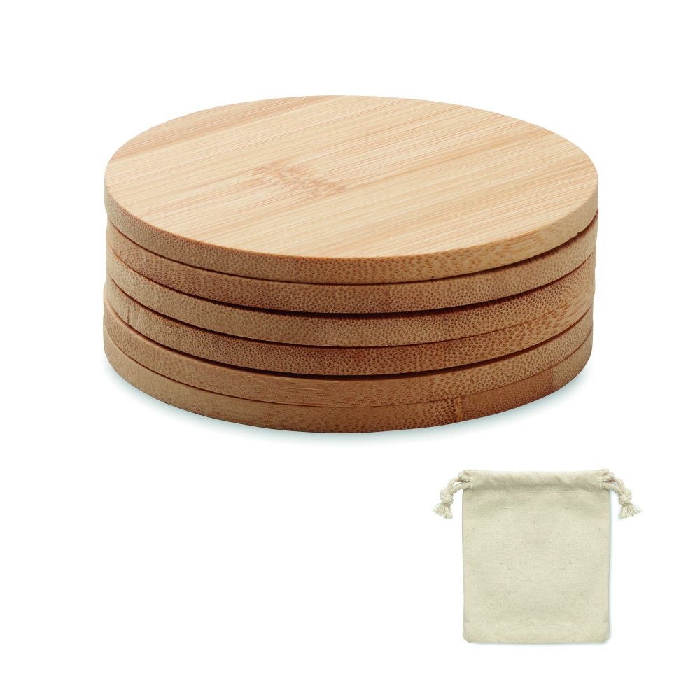 Logo trade corporate gift photo of: Set of 6 bamboo coasters