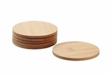 Logo trade promotional merchandise photo of: Set of 6 bamboo coasters