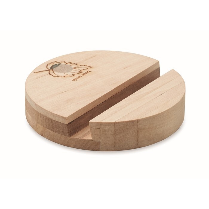 Logo trade promotional items image of: Birch Wood phone stand