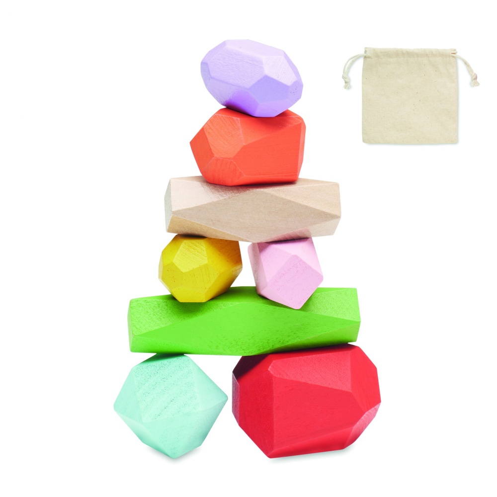 Logotrade promotional giveaway picture of: 8 stacking wood rocks in pouch