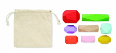 Logo trade promotional giveaways image of: 8 stacking wood rocks in pouch
