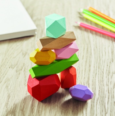 Logo trade promotional giveaways image of: 8 stacking wood rocks in pouch