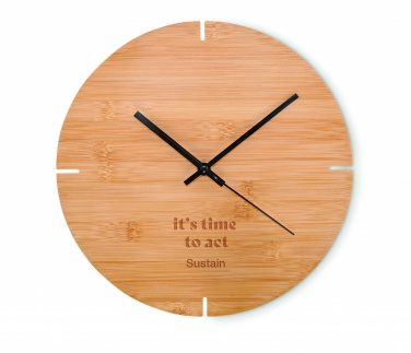 Logo trade promotional gifts image of: Round shape bamboo wall clock