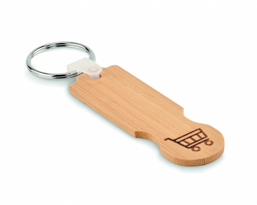 Logotrade business gifts photo of: Bamboo euro token key ring Rauma