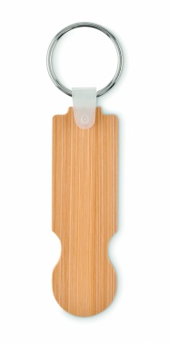 Logo trade promotional items image of: Bamboo euro token key ring Rauma