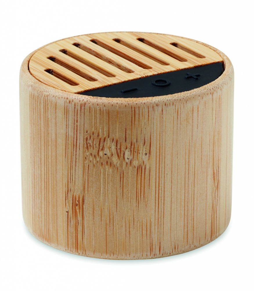 Logo trade promotional gifts image of: Round bamboo wireless speaker