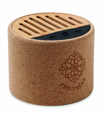 Logo trade promotional merchandise photo of: Round cork wireless speaker