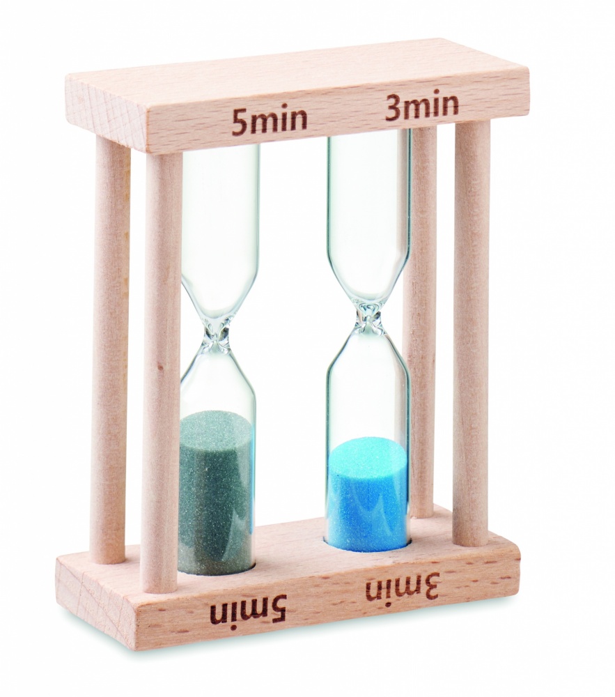 Logo trade promotional merchandise picture of: Set of 2 wooden sand timers
