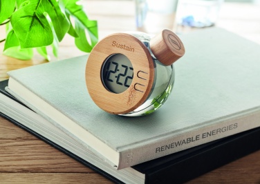 Logo trade promotional items picture of: Water powered bamboo LCD clock