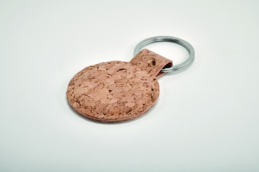 Logo trade business gifts image of: Round cork key ring Mikkeli