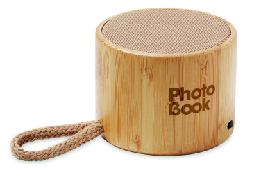 Logo trade corporate gifts picture of: Round bamboo wireless speaker