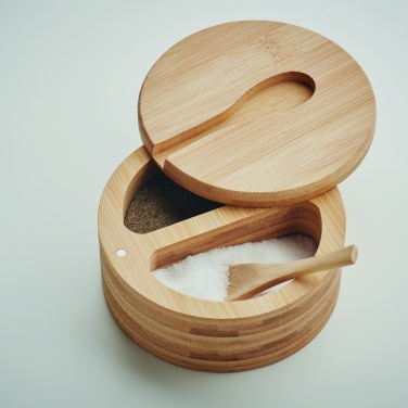 Logo trade advertising products image of: Salt and pepper bamboo box