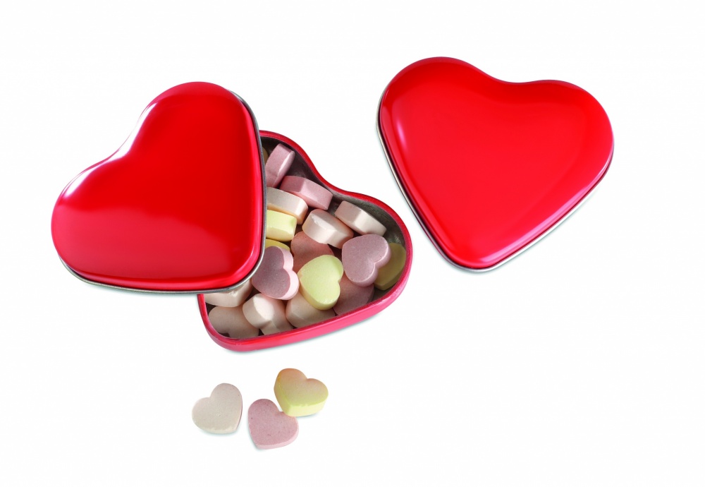 Logo trade advertising products picture of: Heart tin box with candies