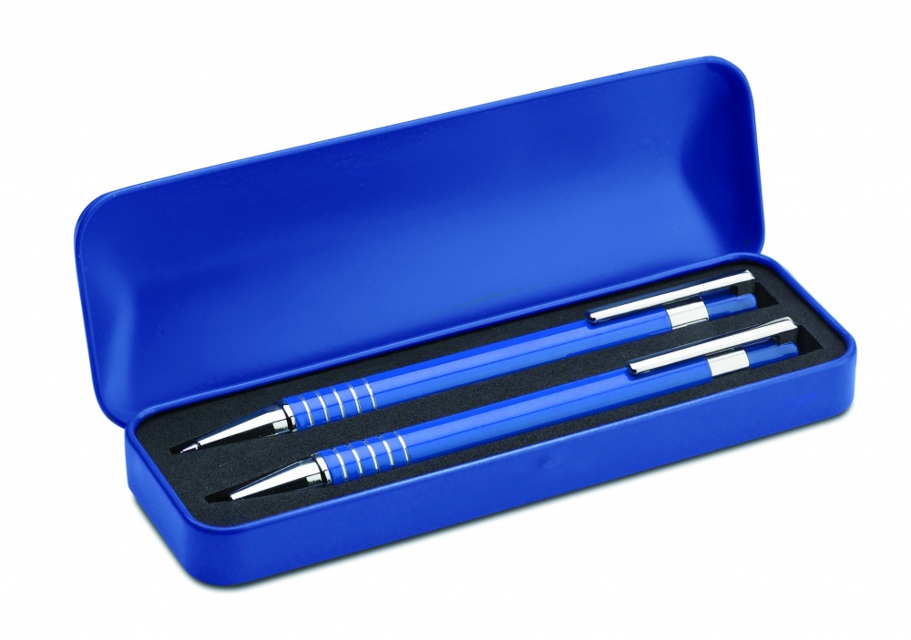 Logo trade promotional merchandise photo of: Ball pen set in metal box