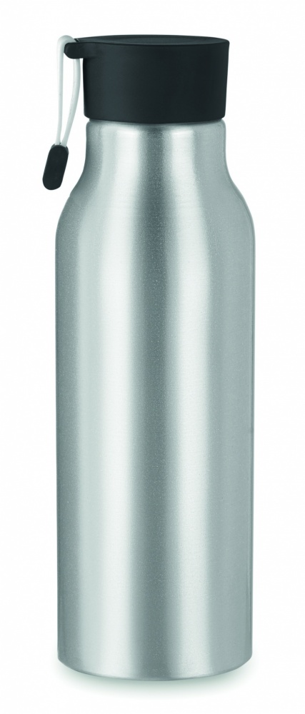 Logo trade promotional giveaway photo of: Single-walled 500 ml aluminum bottle with a PP cap and a silicone strap