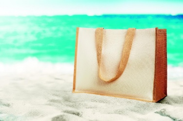 Logo trade business gift photo of: Jute and canvas shopping bag