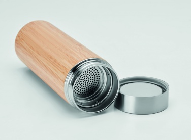 Logo trade advertising products picture of: Double wall bamboo flask 400ml