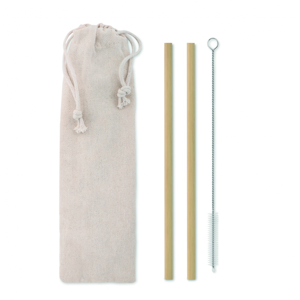 Logo trade corporate gift photo of: Bamboo Straw w/brush in pouch