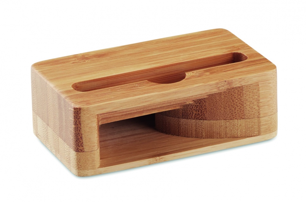Logo trade advertising products picture of: Bamboo phone stand-amplifier CARACOL