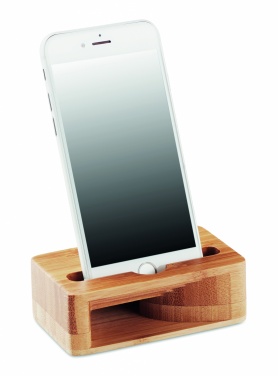 Logo trade promotional gift photo of: Bamboo phone stand-amplifier CARACOL