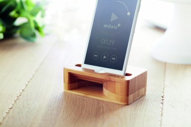 Logo trade promotional merchandise photo of: Bamboo phone stand-amplifier CARACOL