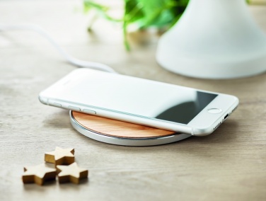 Logo trade promotional giveaway photo of: Bamboo wireless charger 10W DESPAD