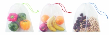 Logo trade promotional item photo of: Set of 3 RPET mesh food bags