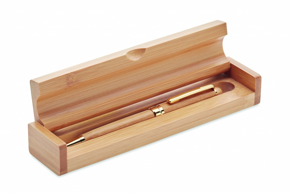 Logotrade promotional products photo of: Bamboo twist-action ballpoint pen in a box