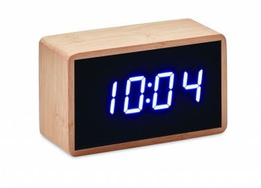 Logo trade promotional merchandise picture of: LED alarm clock bamboo casing Düsseldorf