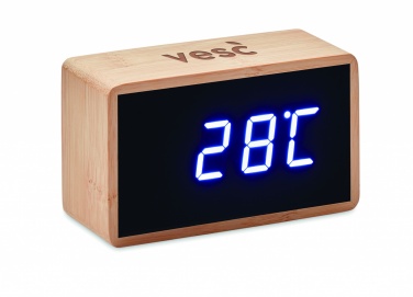 Logo trade promotional giveaways picture of: LED alarm clock bamboo casing Düsseldorf