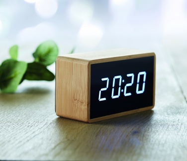 Logotrade corporate gifts photo of: LED alarm clock bamboo casing Düsseldorf