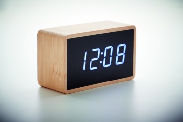 Logo trade advertising products image of: LED alarm clock bamboo casing Düsseldorf