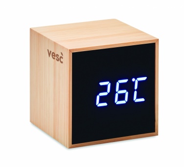Logo trade promotional merchandise photo of: LED alarm clock bamboo casing Dortmund