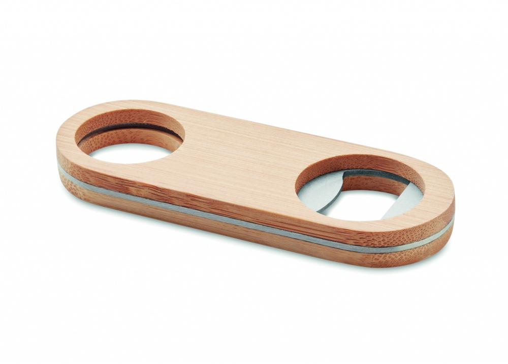 Logo trade promotional merchandise picture of: Oval Bamboo bottle opener VALBAMPER