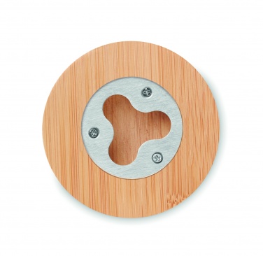 Logo trade promotional item photo of: Bamboo bottle opener/ coaster DAKAI