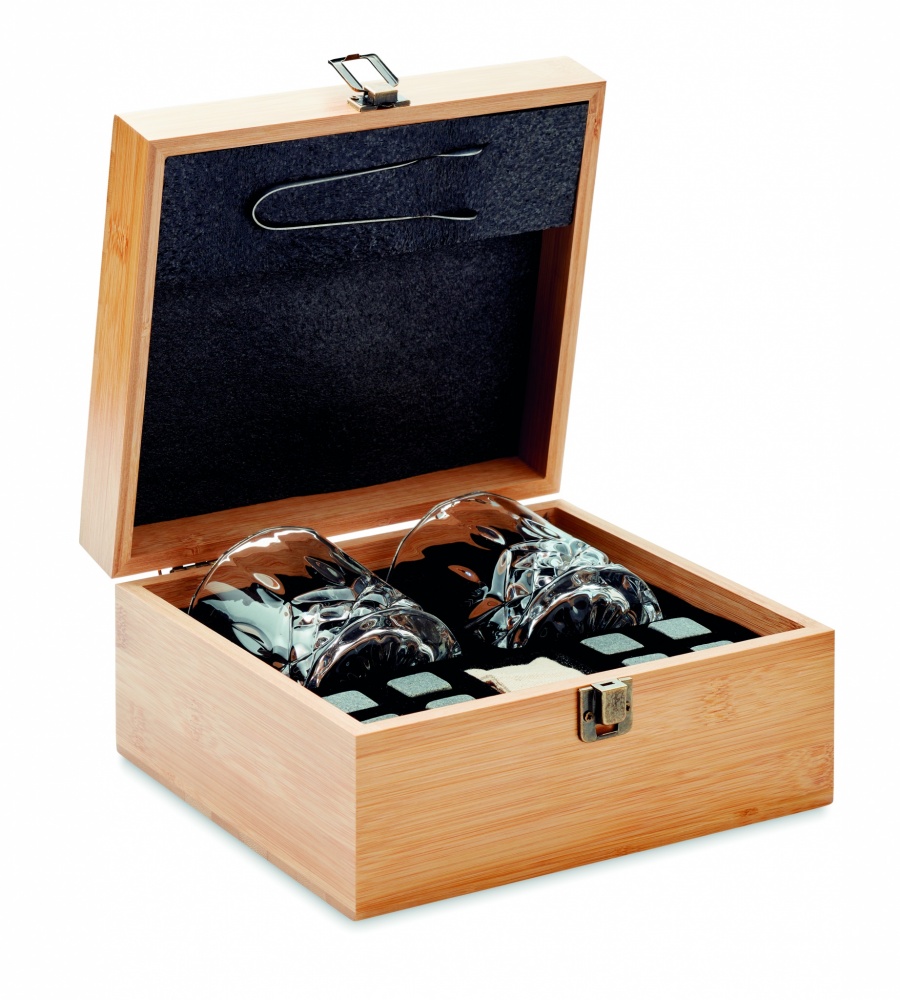 Logo trade promotional gift photo of: Whisky set in bamboo box